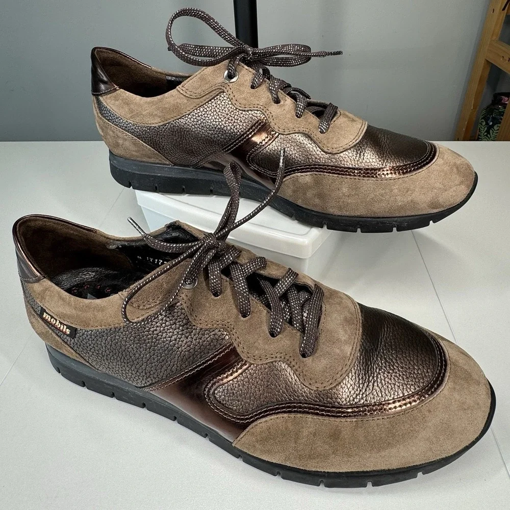 Mephisto Mobils Patrizia Brown Leather Wedge Sneakers Womens Size 7.5 US 5 EUR